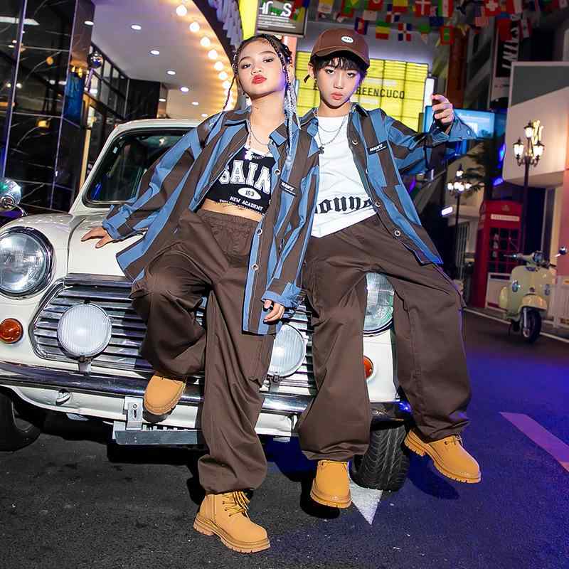 ダンス衣装 キッズ 男の子 ボーイズ ストリート ヒップホップ セットアップ 発表会 ステージ パフォーマンス 練習着 クール かっこいい 秋春 綿 コットン 上下セット