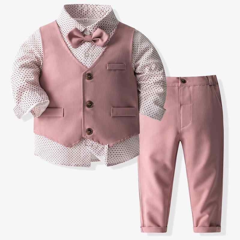 スーツ 男の子 キッズ スリーピース ベスト ジャケット 長袖 長ズボン セットアップ フォーマル 礼服 イギリス風 ブリティッシュ 発表会 結婚式 フラワーボーイ 司会 入学式 卒業式 綿 秋冬