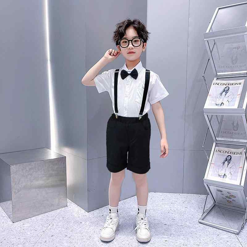 スーツ 男の子 キッズ フォーマル 礼服 セットアップ ブリティッシュスタイル ピアノ発表会 演奏会 結婚式 フラワーボーイ 入学式 七五三 半袖 薄手 綿 コットン ハーフパンツ 夏