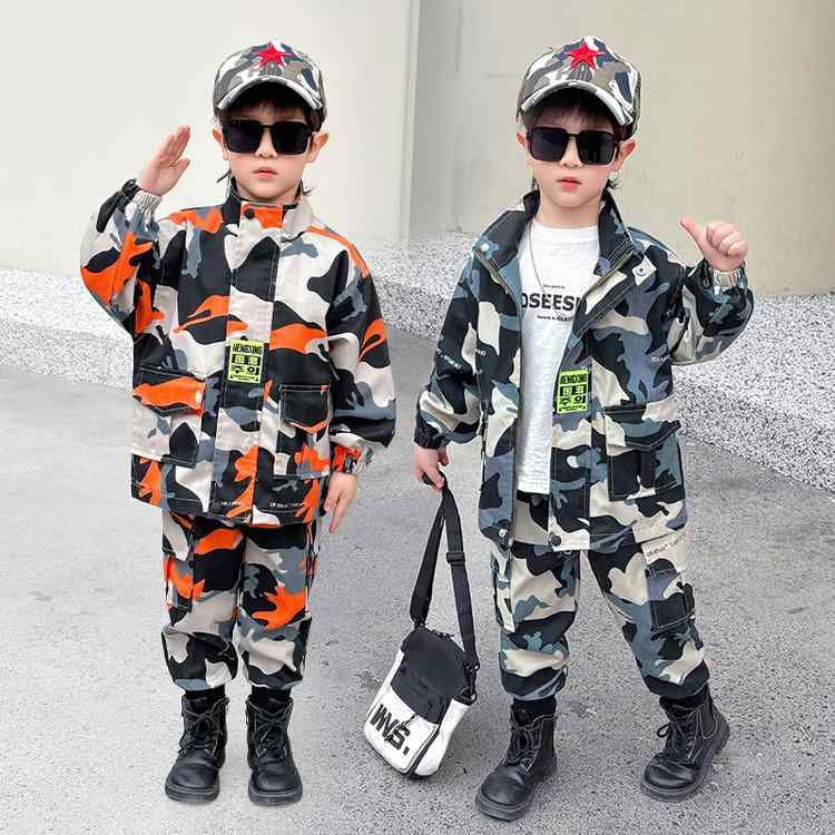 キッズ 男の子 迷彩服 セットアップ 特殊部隊 兵士 なりきり コスプレ 上下セット 長袖 長ズボン カモフラージュ柄 綿素材 やわらかい肌触り 春秋