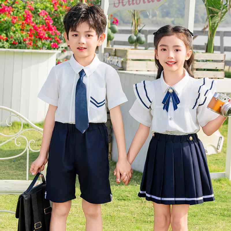 学生服 キッズ ジュニア 男女兼用 子供 春夏物 英国風 ブリティッシュスタイル 卒業式 卒業写真 合唱 発表会 衣装 ユニフォーム 綿 コットン ソフトな肌触り パンツスーツ セットアップ ホワイト 白色