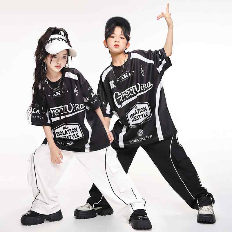 キッズ ダンス衣装 男女兼用 男の子 女の子 ストリート ヒップホップ ジャズ セットアップ 子供服 発表会 演奏会 ステージ レッスン 練習着 トレンド ファッションショー クール カジュアル ポリエステル 春夏