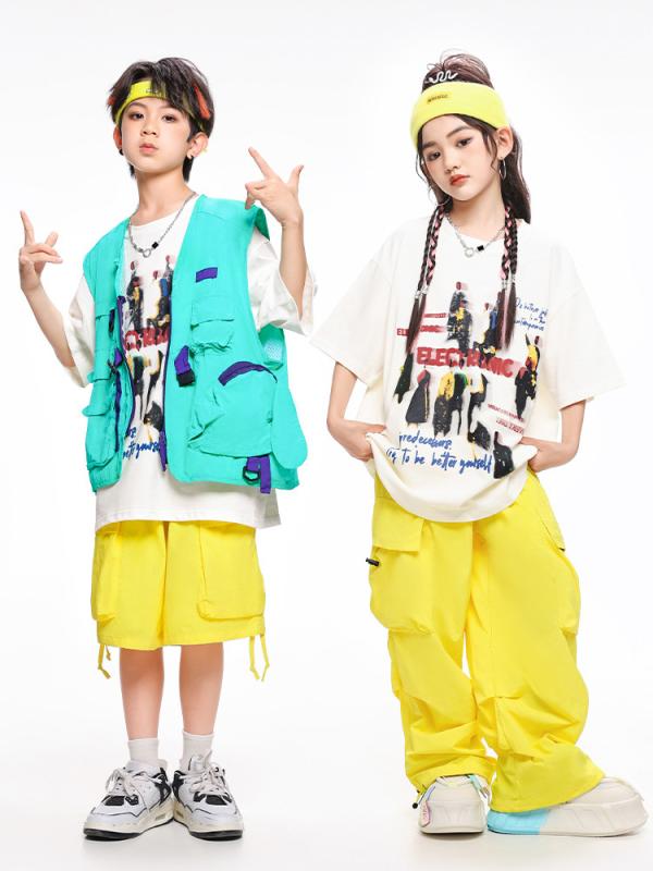 キッズウェア 男の子 女の子 ストリートダンス ヒップホップ HIPHOP ダンス衣装 セットアップ ルーズフィット ゆったり 発表会 練習着 イベント ステージパフォーマンス カジュアル トレンド ポリエステル素材 動きやすい 通気性 春夏