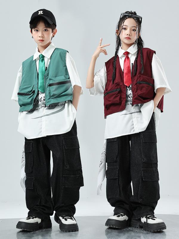 ダンス衣装 キッズ 女の子 ヒップホップ ジャズ ストリートダンス シャツ セットアップ 上下セット 発表会 ステージ イベント クール かっこいい おしゃれ トレンド カジュアルスタイル ポリエステル綿混 ソフトタッチ