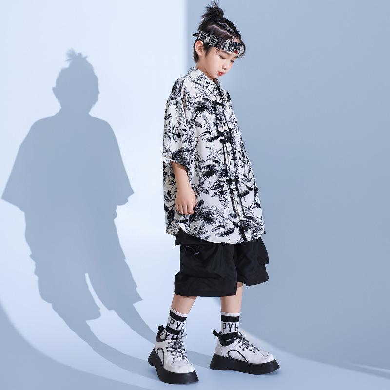 キッズダンスウェア ヒップホップ ジャズ ストリート 衣装 セットアップ 上下セット 男女兼用 子供服 発表会 ステージ 練習着 かっこいい おしゃれ パフォーマンス 綿混 動きやすい