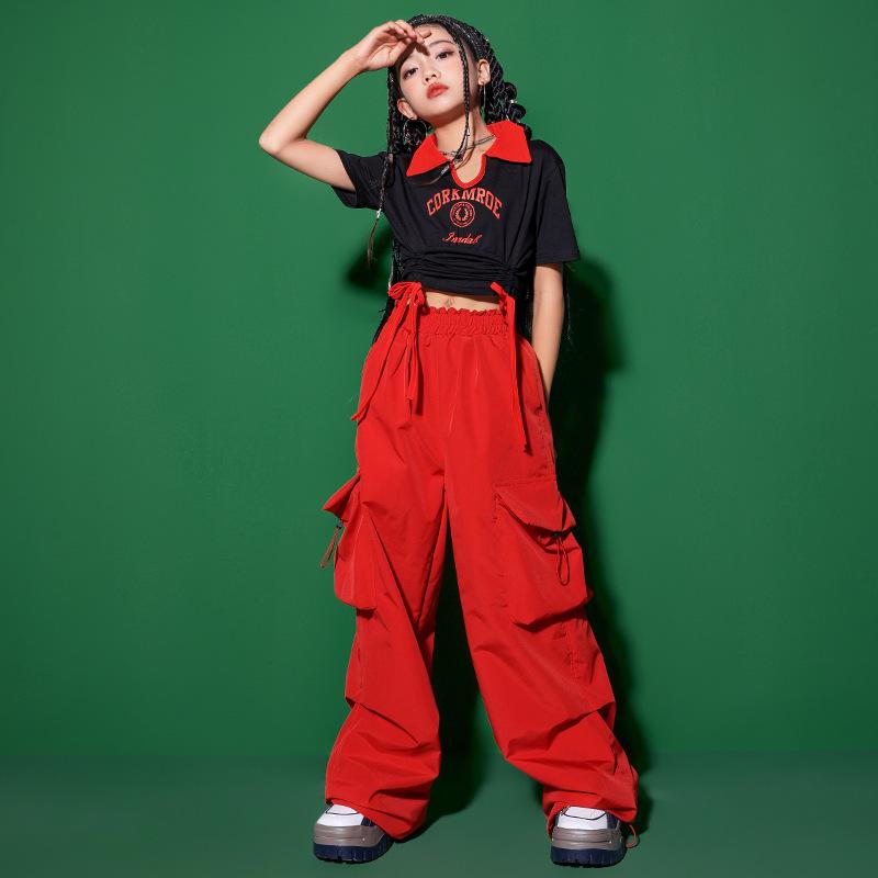 キッズ 女の子 ダンス衣装 ヒップホップ ジャズ ストリート 発表会 ステージ パフォーマンス セットアップ ジュニア 子供服 綿 コットン 小学生 中学生 かっこいい