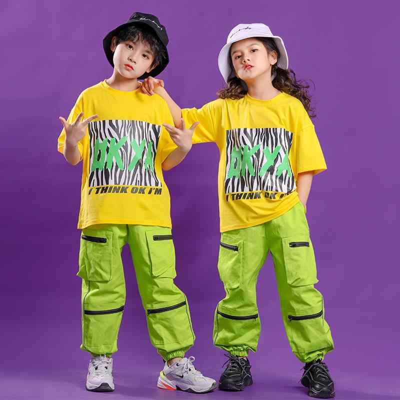 ダンスウェア キッズ 女の子 ヒップホップ ストリートダンス ゆったり セットアップ 綿 コットン 練習着 レッスン着 発表会 衣装 ステージ衣装 上下セット トレンド ストリート系