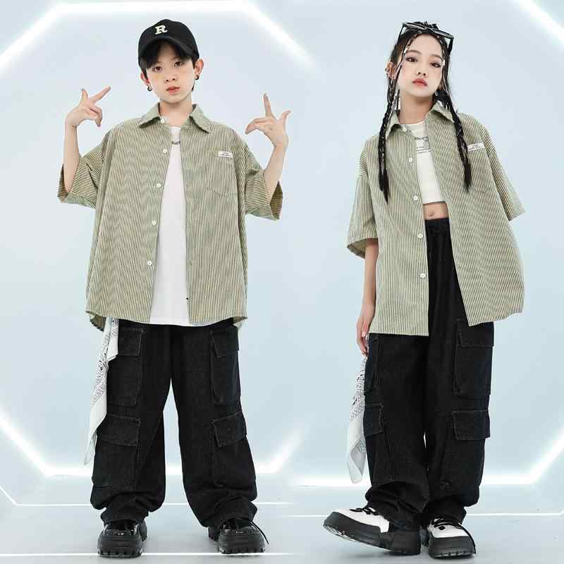 キッズ ダンス衣装 男の子 女の子 男女兼用 ストリート ヒップホップ ジャズ ドラム セットアップ 上下セット 発表会 ステージ 練習着 トレンド クール