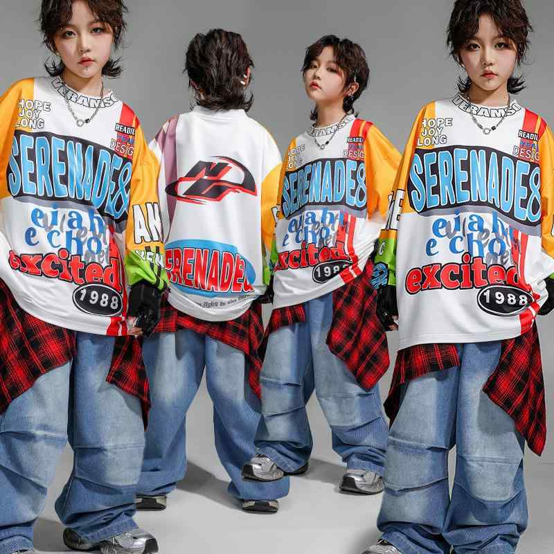 キッズダンスお召しもの 御坊っちゃん 御嬢さん 御居処跳ねる 表どおり社交ダンス 演芸 告げ知らせる会 読み合わせる着 出来事 セットアップ ゆったり トップス ジーンズズボン下 腰巻き 男女兼用 綿 スパンデックス原材料 ロゴタイプ 刷り上げる 心地よい 格好のいい その他-キッズファッション-キッズ・ベビー・マタニティ