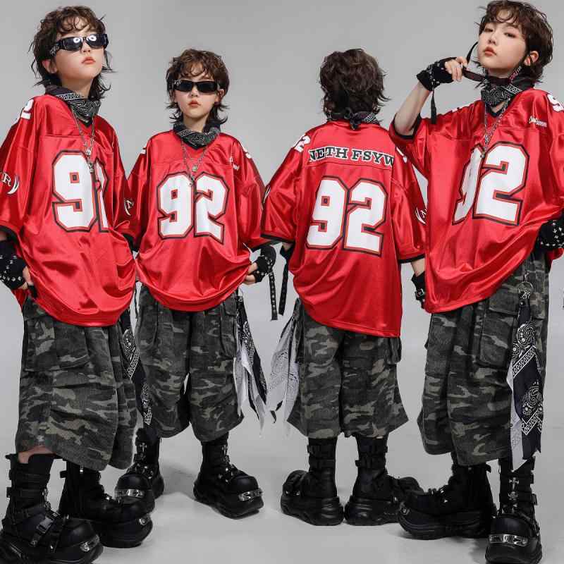 キッズ 男の子 女の子 ダンス衣装 ヒップホップ ストリート Tシャツ 迷彩パンツ 迷彩ズボン ハーフパンツ セットアップ 発表会 演出 クール カジュアル ストレッチ 伸縮性