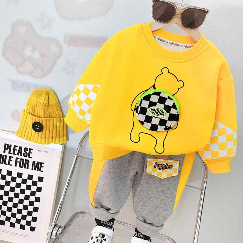 セットアップ 男の子 秋冬 裏起毛 厚手 子供服 ベビー キッズ 幼児 カジュアル 普段着 部屋着 お出かけ スポーツウェア 運動服 長袖 長ズボン 上下セット 暖かい 防寒 ポリエステル おしゃれ ファッション 韓国風 2点セット 4,212円