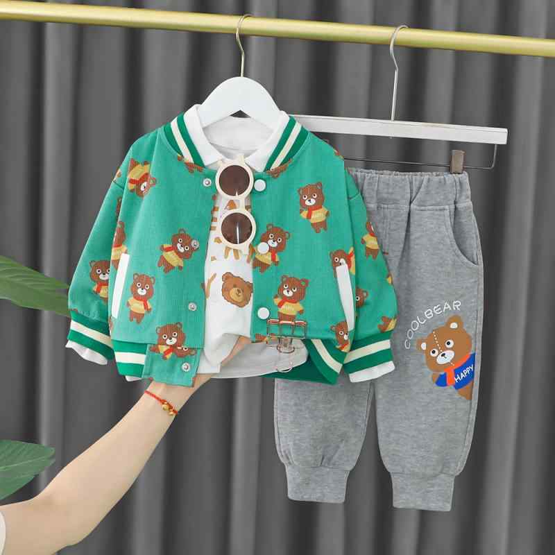 キッズ 男の子 秋服 セットアップ 2点セット 長袖長ズボン アウター 韓国風 カジュアル おしゃれ 綿素材 キャラクタープリント 普段使い 通園服
