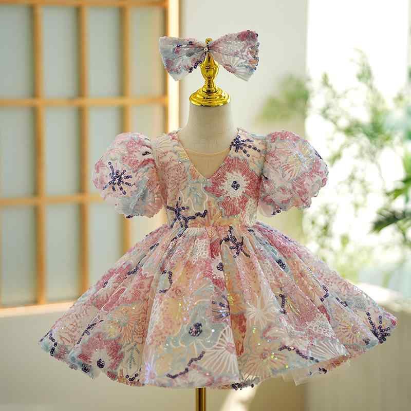 ドレス 女の子 キッズ 女児 プリンセス 高級感 上質 エレガント 個性的 フォーマル 結婚式 フラワーガール ピアノ発表会 演奏会 セレモニー ピンク系 ポリエステル 通年 3歳 8歳