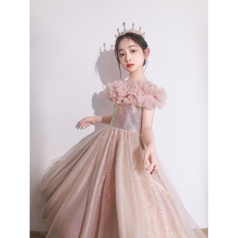 ドレス 女の子 キッズ プリンセスドレス 子供服 フォーマルドレス ピアノ発表会 結婚式 フラワーガール 誕生日 演奏会 ステージ衣装 かわいい ピンク ポリエステル プリーツ 高級感