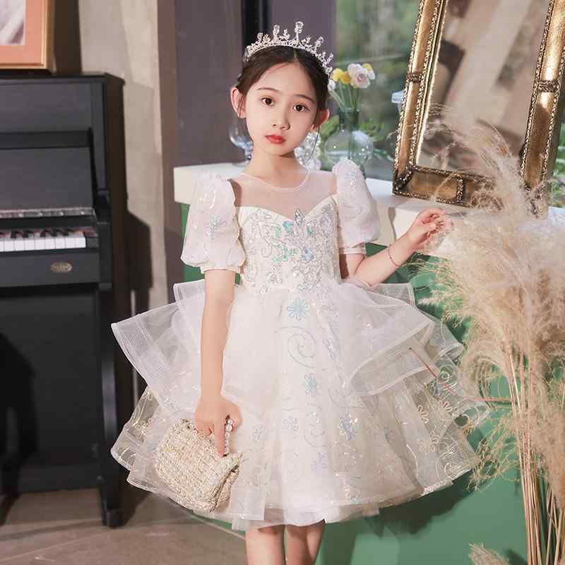 ドレス 女の子 キッズ 子供用 誕生日 発表会 演奏会 フラワーガール 結婚式 プリンセス フォーマル 上品 エレガント 高級感 ロング丈 ふんわり チュール ボリューム