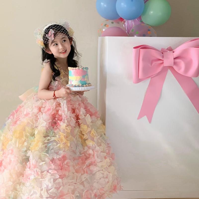 ドレス ガールズ フラワーガール ウェディング 誕生日 発表会 セレモニー オフショルダー プリンセス 上品 高級感 おしゃれ 個性的 かわいい ポリエステル チュール レース リボン｜way-ugo
