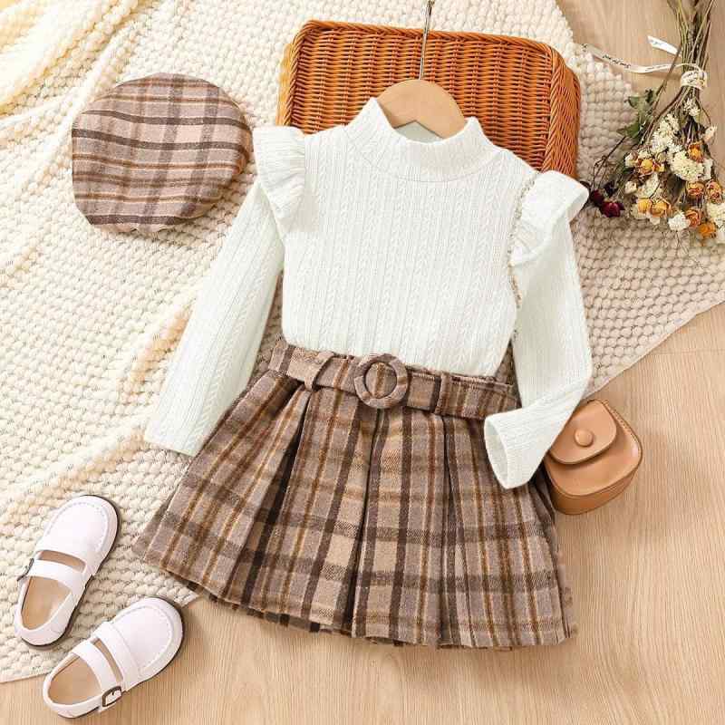 【楽天市場】キッズ 女の子 子供服 秋冬 ニット 長袖トップス チェック柄 プリーツスカート 上下セット 綿混 柔らかい 欧米風 カジュアル ...