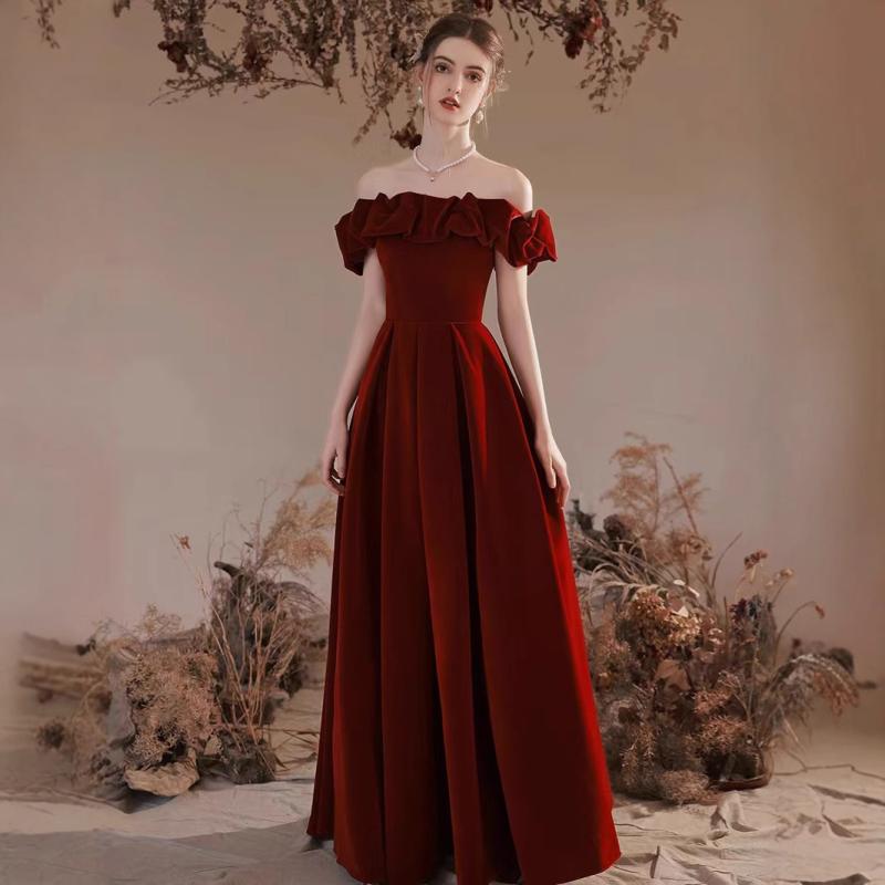 楽天市場】ドレス ワインレッド ボルドー オフショルダー ベロア