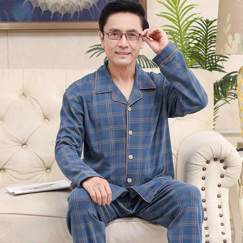 パジャマ メンズ 男性用 セットアップ 中高年 シニア お父さん 綿100% コットン 長袖 格子柄 チェック柄 大きいサイズ ゆったり ルームウェア 部屋着 快適 通気性 吸湿速乾 普段使い 春秋