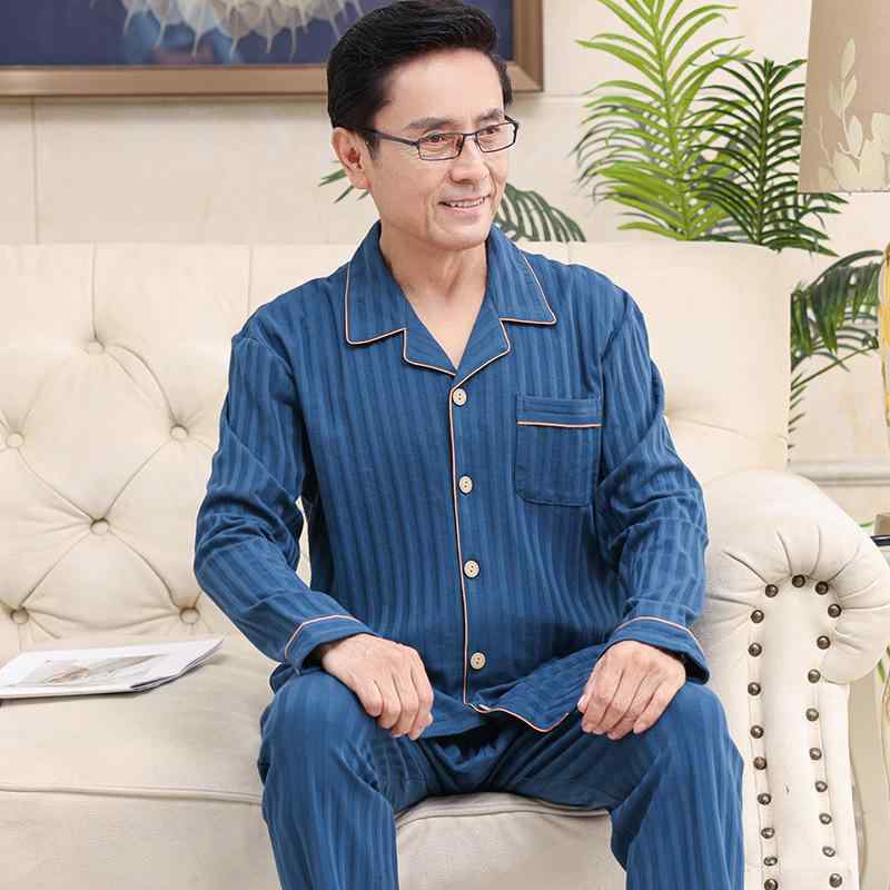 ルームウェア パジャマ メンズ 男性用 中高年 シニア 長袖 長ズボン 綿 コットン 前開き 襟付き ゆったり 大きいサイズ 上下セット 部屋着 ホームウェア 快適 通気性 カジュアル 普段使い 秋冬