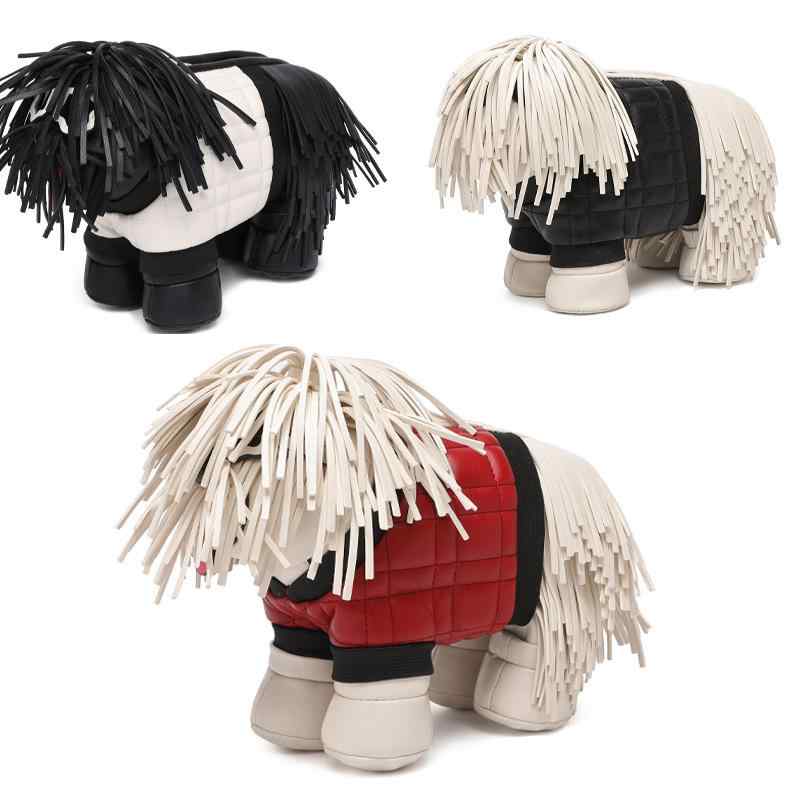バッグ 犬 シープドッグ 子犬 フリンジ ハンドバッグ ショルダーバッグ 斜め掛け PUレザー 変形 ユニークフォルム バイカラー 配色デザイン ストリート カジュアル デイリーユース 春夏