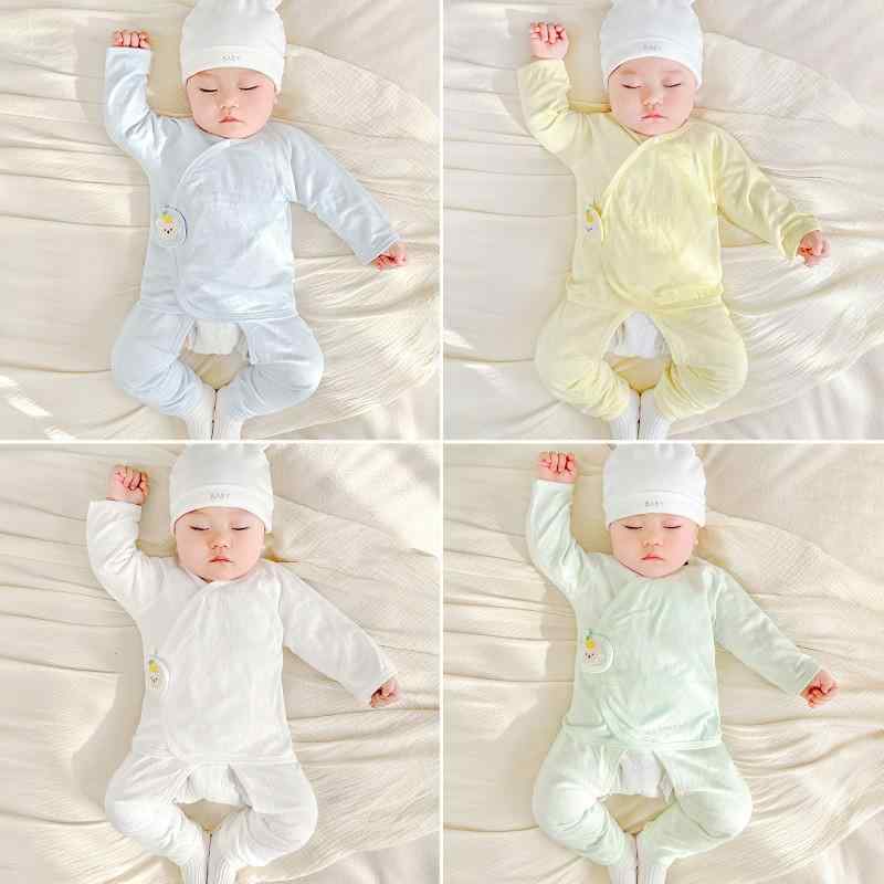 ベビー肌着 新生児 0-3ヶ月 純綿100% 薄手 上下セット 赤ちゃん インナー 部屋着 パジャマ 出産準備 出産祝い 普段使い 優しい肌触り ソフト加工 通年用