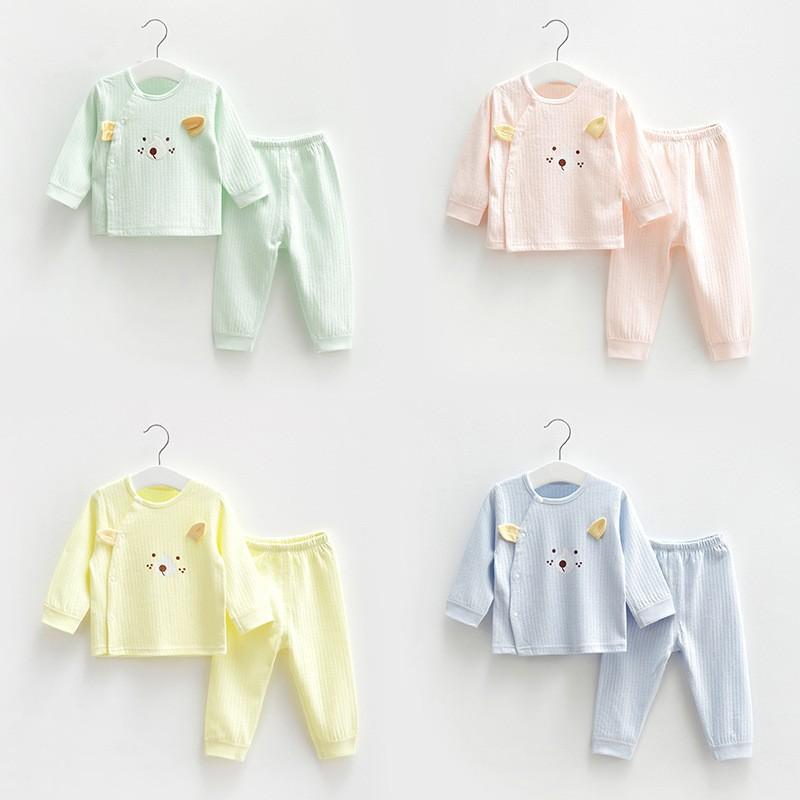 ベビー肌着 男の子 女の子 キッズ 子供用 綿100% 保温 インナー 上下セット 長袖 パジャマ 春秋用 コットン やわらかい 肌に優しい 部屋着 普段使い 防寒