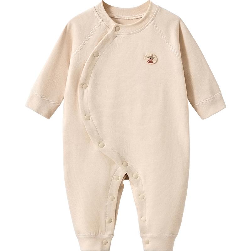 ロンパース ベビー 新生児 乳幼児 男女兼用 綿 コットン 長袖 前開き スナップボタン 保温 肌着 カバーオール 春秋冬 普段使い 出産祝い カジュアル 柔らかい 肌に優しい