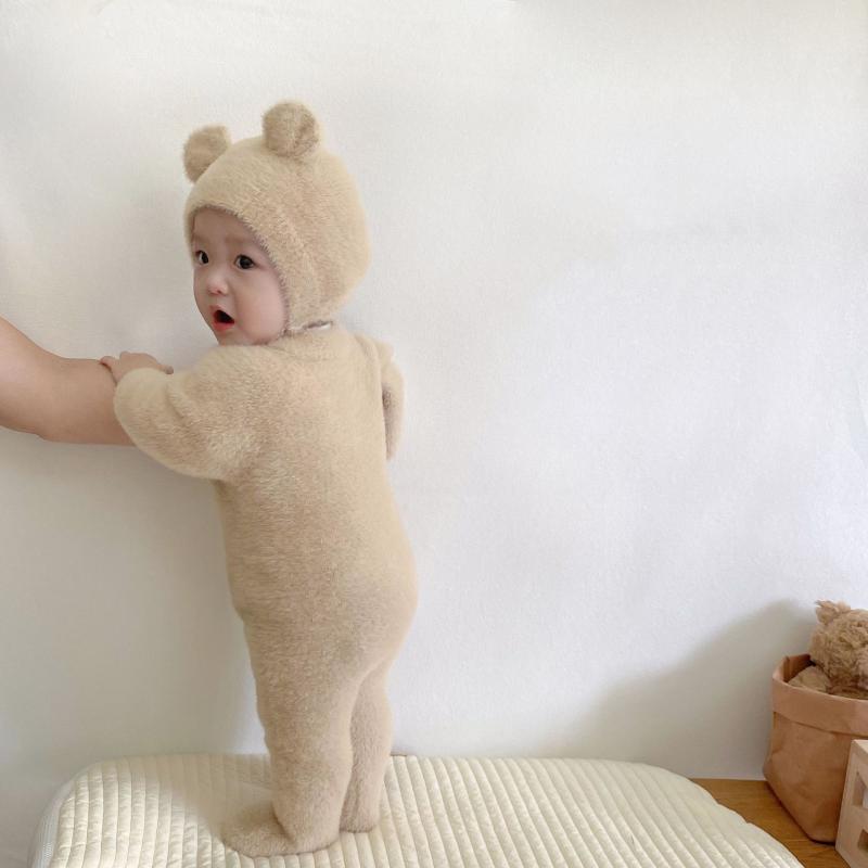 ロンパース ベビー 新生児 男女兼用 かわいい クマ耳 長袖 秋冬 防寒 カバーオール もこもこ パジャマ ルームウェア お出かけ 普段使い あたたかい ピンク ベージュ グレー ホワイト 4,182円