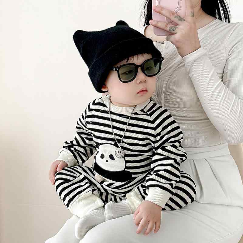 ロンパース 男の子 ベビー 春秋 薄手 長袖 ポリエステル パンダ柄 かわいい 新生児 幼児 カバーオール 部屋着 パジャマ アニマルプリント 寝巻き