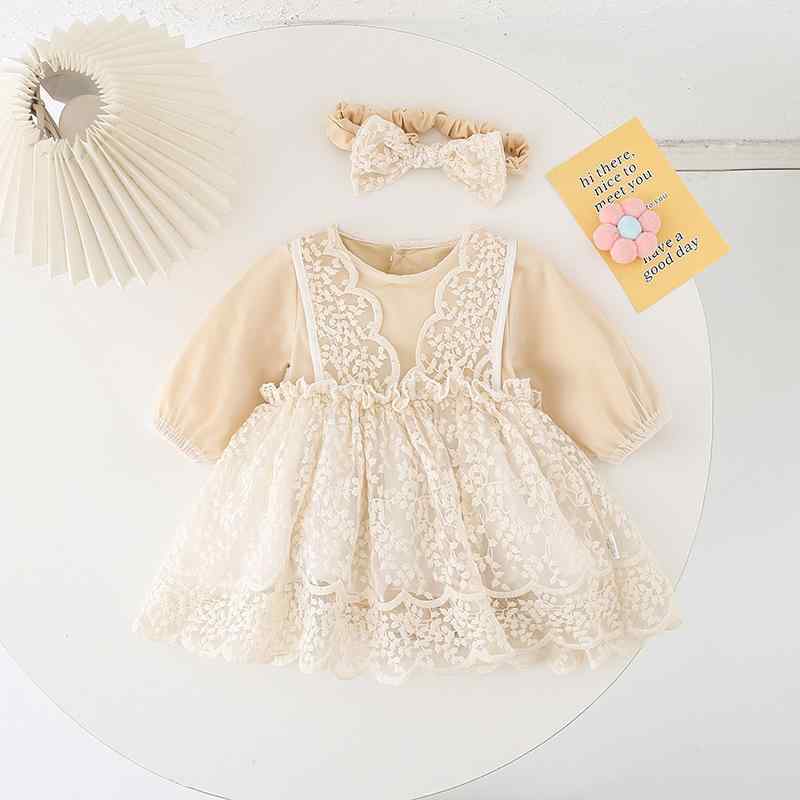 ロンパース 女の子 ベビー 新生児 長袖 レース プリンセス風 かわいい 綿 コットン 肌に優しい お出かけ用 フードなし かぶりタイプ 秋冬 カバーオール