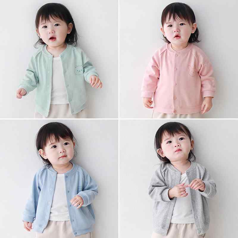 カーディガン ベビー 1歳児 幼児 男の子 女の子 男女兼用 春秋 薄手 軽量 アウター トップス 綿混 長袖 ベースボールカラー 羽織り お出かけ 普段使い