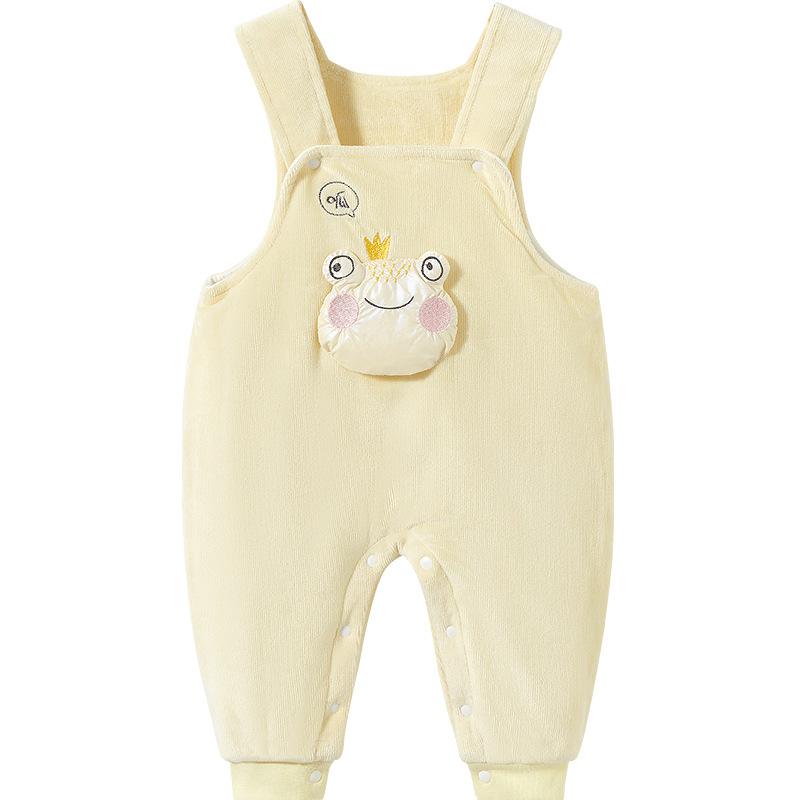 ベビーサロペット 新生児 幼児 男女兼用 秋冬 薄手中綿 綿素材 股開き ロングパンツ オーバーオール 普段使い あったか 防寒