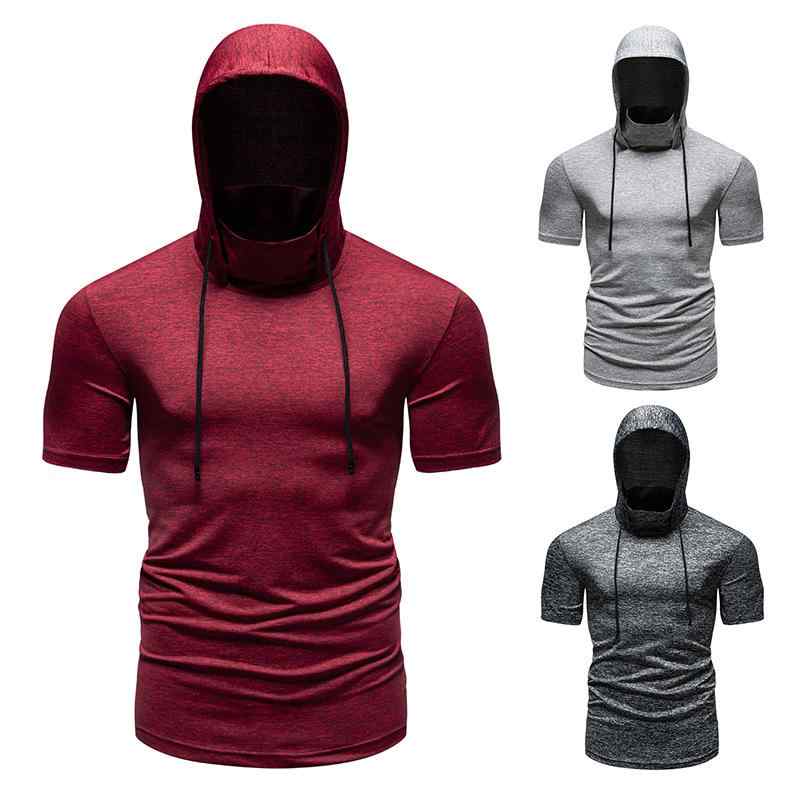 Tシャツ メンズ 男性用 半袖 夏 フード付き パーカー ポリエステル スリムフィット ジム フィットネス トレーニング ランニング ジョギング サイクリング 自転車 カジュアル 普段使い デイリーユース