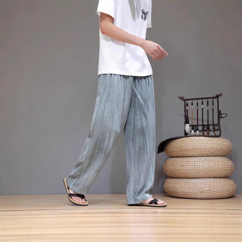 カジュアルパンツ メンズ 春夏 軽量 薄手 再生繊維 麻 リネン 接触冷感 吸湿速乾 ストレート ワイドパンツ ゆったり ルーズ ビッグサイズ チャイナ風 エスニック リラックス 普段使い 4,879円