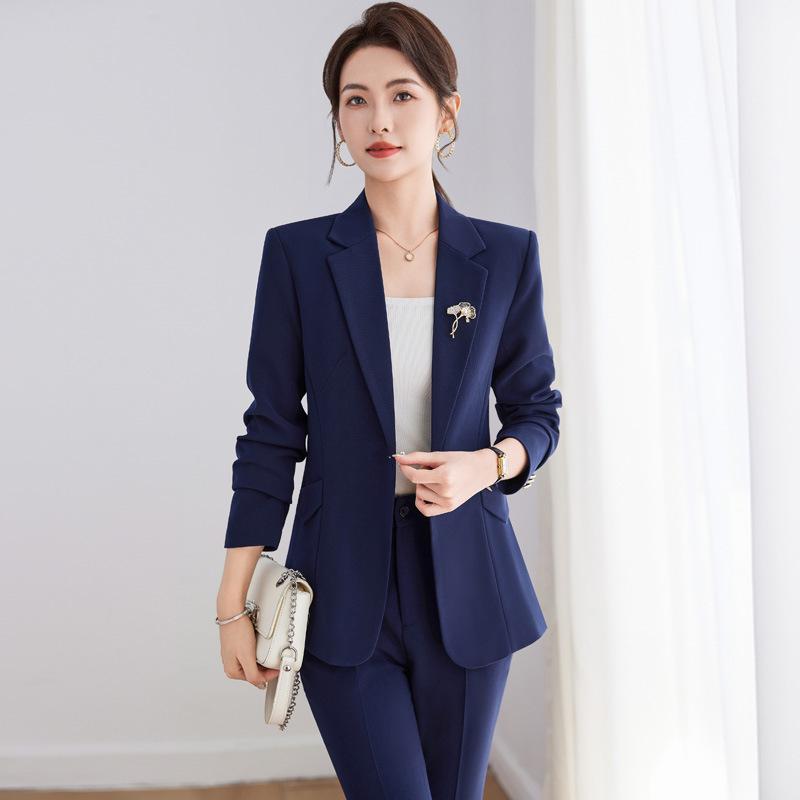 スーツ セットアップ レディース 高級感 エレガント きれいめ 春秋 オフィス ビジネス 制服 ホテル受付 宝飾店 事務服 パンツスーツ ワイドパンツ ポリエステル ストレッチ 防シワ