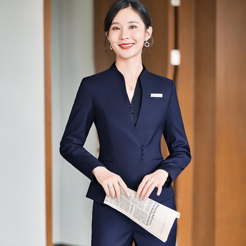 スーツ レディース 秋冬 ビジネス セットアップ ジャケット 上品 エレガント オフィスウェア 通勤 制服 ユニフォーム ホテル 受付 フロント ロビーマネージャー ポリエステル レーヨン