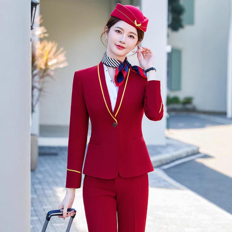 スーツ レディース 事務服 オフィス ビジネス 制服 客室乗務員 ホテル受付 ジャケット ベスト シャツ ブラウス パンツ スカート 5点セット ポリエステル 伸縮性 春秋冬