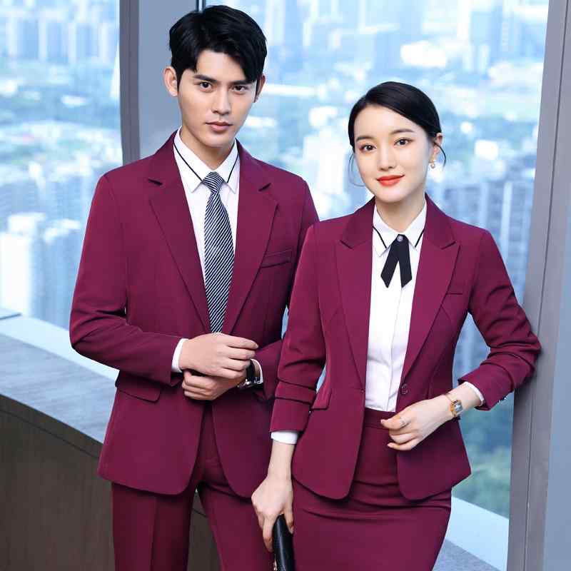 制服 スーツ レディース メンズ ホテル レストラン 接客 サービス業 ユニフォーム セットアップ 長袖 ジャケット ベスト シャツ パンツ スカート ポリエステル ストレッチ 秋冬 ビジネス オフィス 黒 ワインレッド ブルー