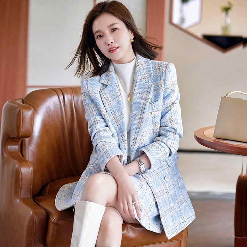 セットアップ レディース 秋冬 韓国ファッション 長袖 ジャケット ミニスカート 千鳥格子 おしゃれ トレンド デザイン性 着回し 学生 オフィス カジュアル 大人カジュアル 上品
