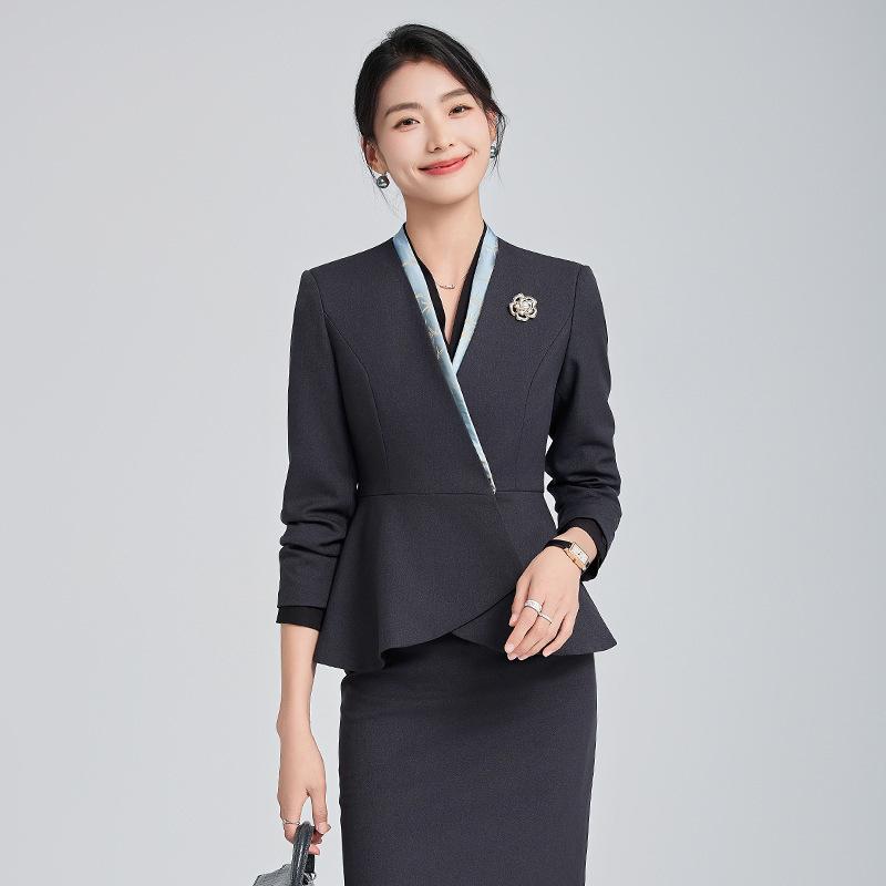 スーツ レディース セットアップ 秋冬 ホテル 受付 制服 美容院 宝石店 接客業 オフィス ビジネス 事務服 フォーマル 高級感