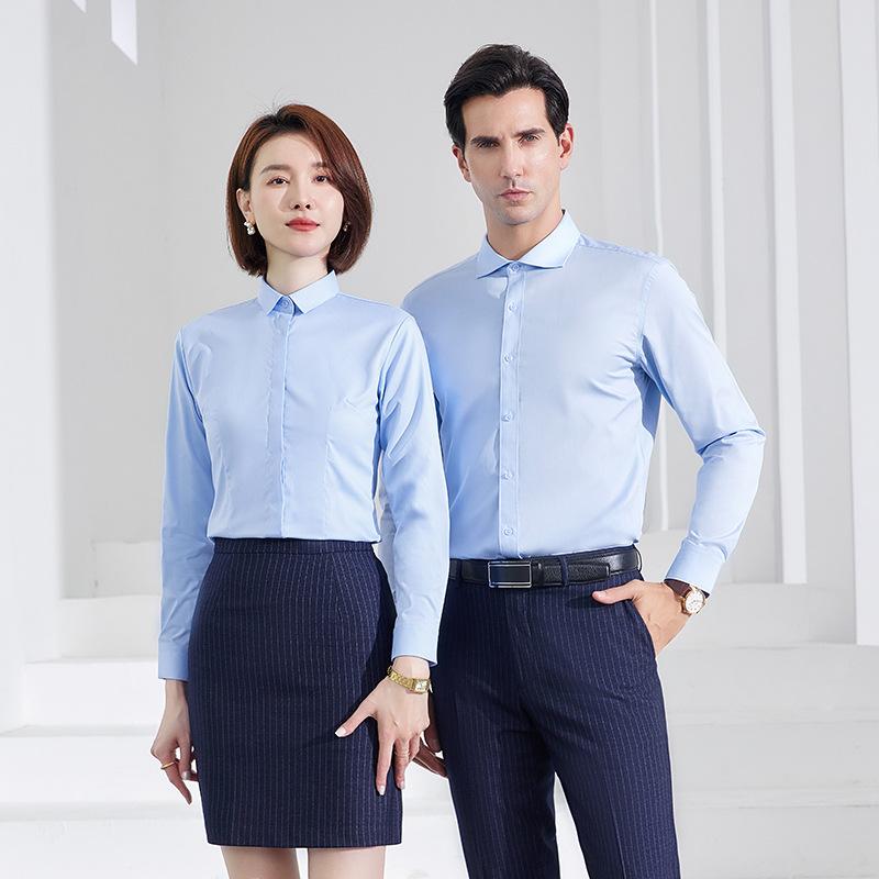 シャツ ユニセックス 団体 教師向け 制服 オフィス ビジネス 通勤 事務服 作業服 長袖 吸湿速乾 ノーアイロン 綿 ポリエステル混紡 ウィンザーカラー 無地 Yシャツ
