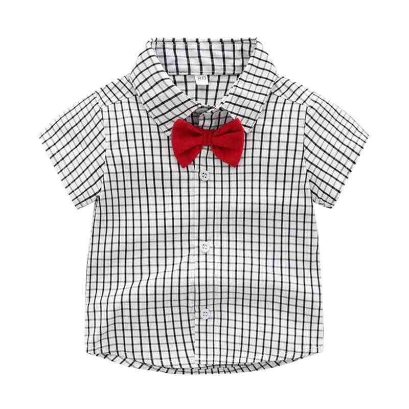 キッズ 男の子 セットアップ チェック柄 半袖シャツ ハーフパンツ 綿素材 欧米風 ブリティッシュ 春夏 カジュアル