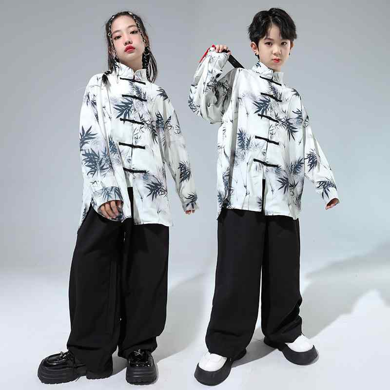 キッズ 男の子 女の子 ヒップホップ ストリート ダンス 中国風 発表会 パフォーマンス ステージ イベント 練習着 セットアップ 上下セット