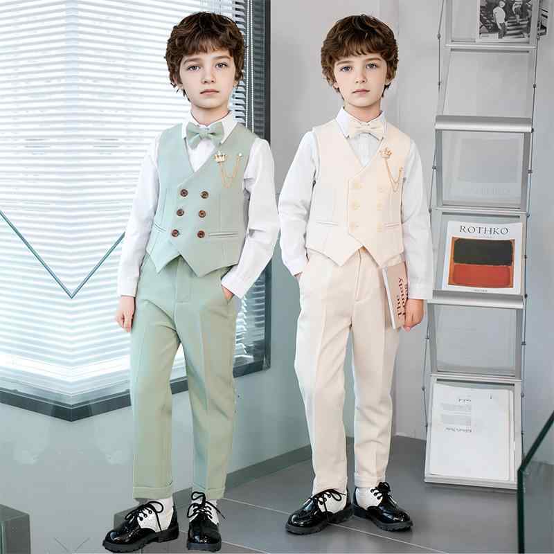 スーツ キッズ 男の子 セットアップ ジャケット ブレザー フォーマルウェア セレモニースーツ 春秋 発表会 結婚式 七五三 入学式 卒業式 演奏会 イベント パーティー ブリティッシュスタイル 上品 高級感 ポリエステル素材 ミントグリーン ベージュ