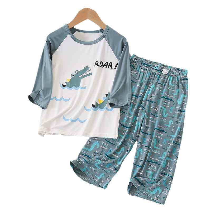 パジャマ キッズ 男の子 女の子 綿 モダール 長袖 長ズボン 上下セット 薄手 吸湿速乾 接触冷感 冷房対策 ルームウェア 部屋着 春夏 軽量 サラサラ