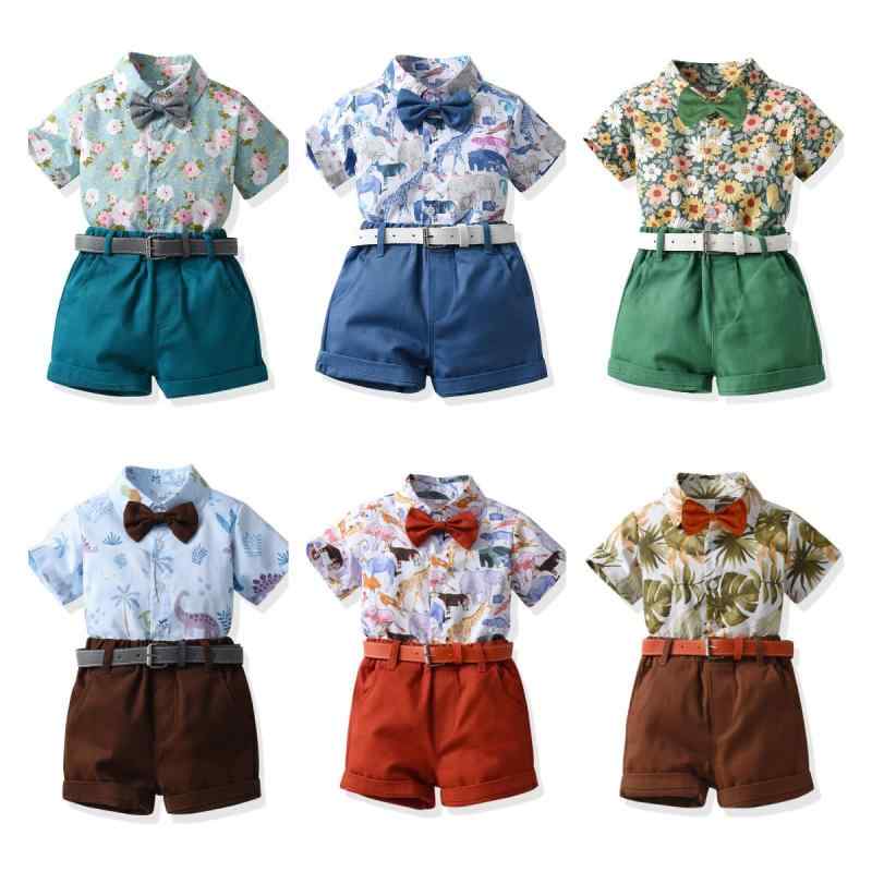 セットアップ 男の子 キッズ 子供 半袖 花柄シャツ トップス ショートパンツ ハーフパンツ 2点セット 綿素材 カジュアルスタイル 普段使い お出かけ リゾート ビーチウェア 春夏 かわいい 多色展開