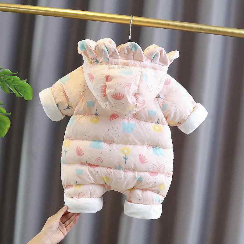 ロンパース 新生児 ベビー 女の子 秋冬 裏起毛 厚手 コットン フード付き 長袖 プリンセス かわいい カバーオール 100日祝い 1歳 誕生日 お祝い
