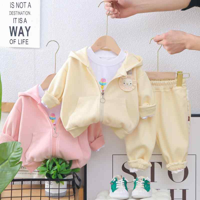 セットアップ キッズ 女の子 ベビー ゆったり ジップアップ パーカー ジャージ パンツセット 韓国風 春夏 かわいい 綿 コットン トレーニングウェア 部屋着 グレー イエロー ピンク
