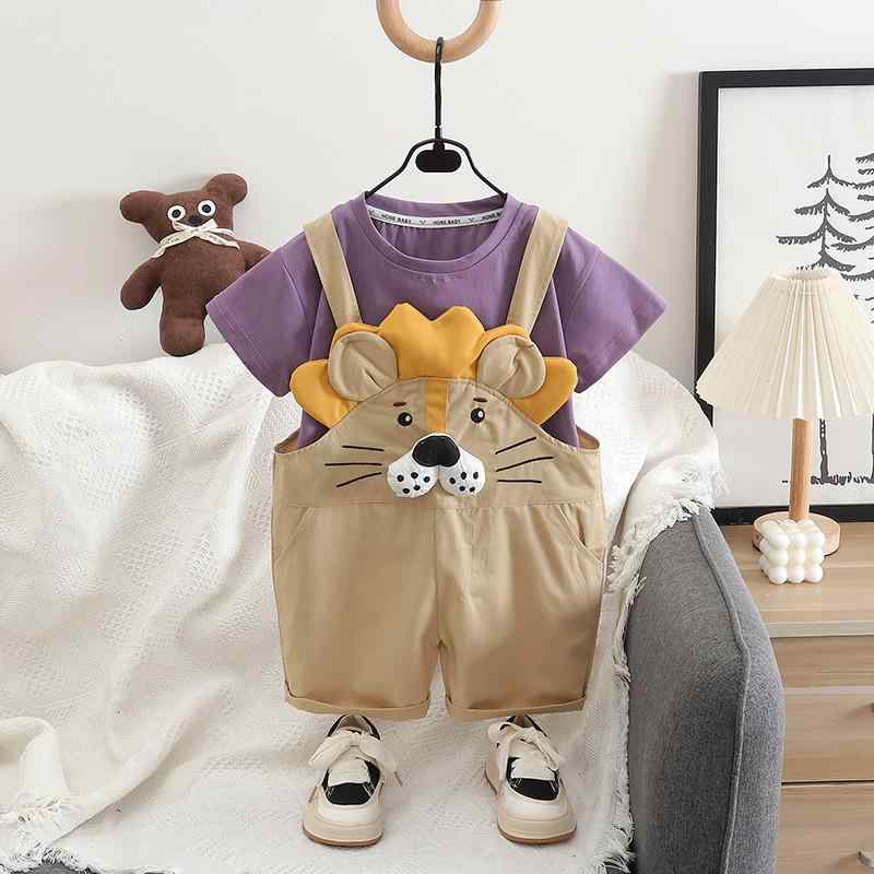 セットアップ ベビー 男の子 キッズ 春夏 半袖Tシャツ キャラクター柄 綿素材 サロペット オーバーオール 上下セット 普段着 お出かけ おしゃれ 4,638円